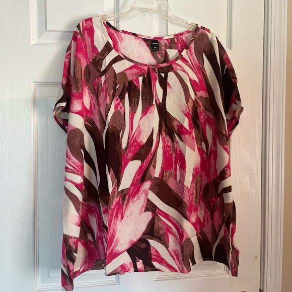 Women Plus Size Leaf Print Trendy Summer Loose/Relaxed Fit Casual Blouse Top 16W - Picture 4 of 7